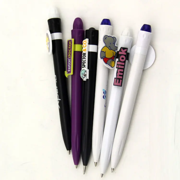 Bolígrafo de plástico con diseño de clip personalizado y logotipo de marca personalizado