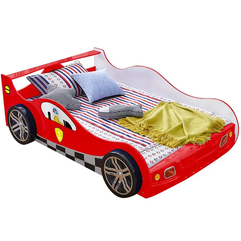 2021เตียงรถแข่งสีแดงสำหรับเด็กเย็น F1ที่นิยมมากที่สุดเด็กเฟอร์นิเจอร์ห้องนอน