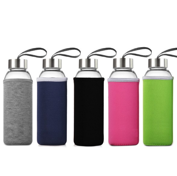 Popular Custom Borosilicate Glass Water Bottle With Sleeve Water Drinking Bottle