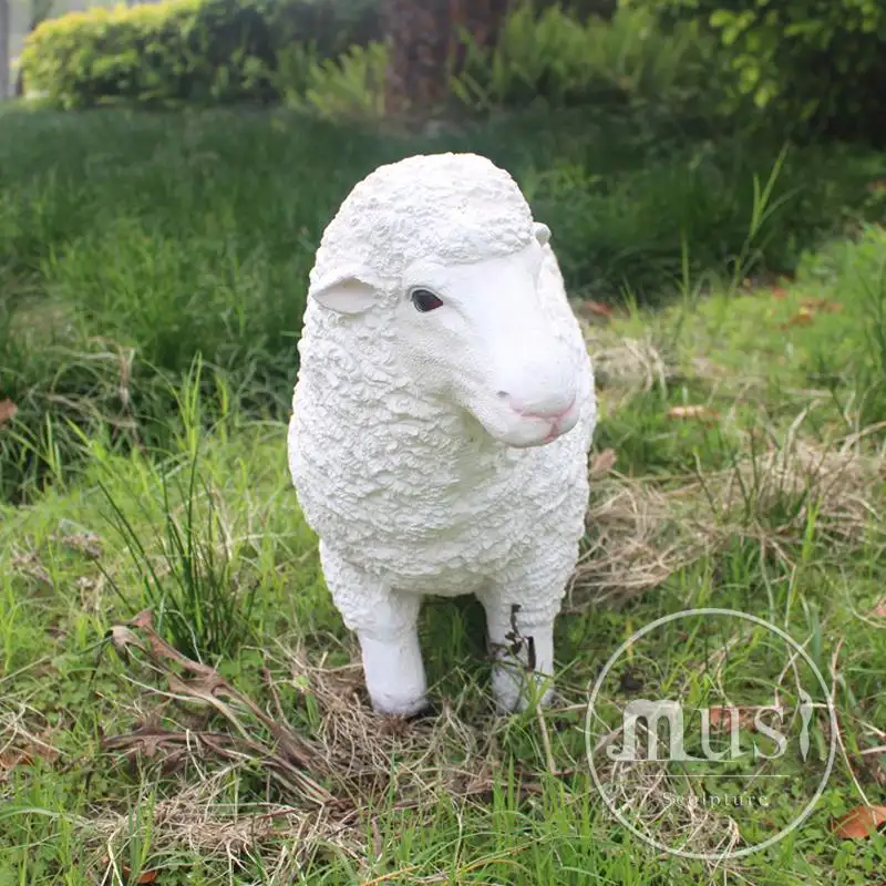 Estatueta de cordeiro para decoração de jardim, tamanho de vida popular, de fibra de vidro, ovelha, escultura, cordeiro, estoque