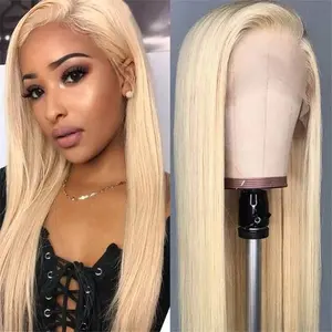 Silky Straight Virgin Hair Honey Blonde Human Hair Full Lace Wig Chinese Human Hair 613 Lace Front Wig