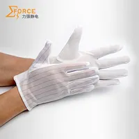 Sarung Tangan Poliester ESD Warna Putih dengan Bintik PVC untuk Ruang Pembersih