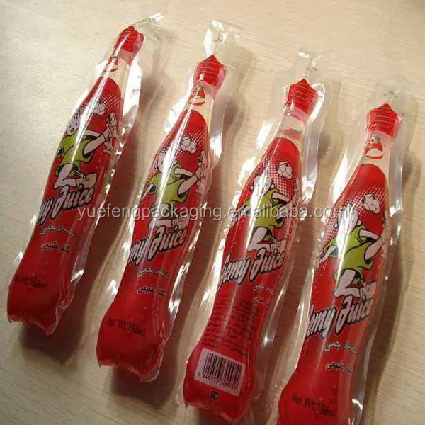 Food grade plastic soft drinks packing bags/water pouch,bottle shape juice packaging bags