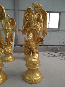 Commercio all'ingrosso dorato in fibra di vetro a grandezza naturale in resina greco quattro stagione statua di angelo - Product Image 3
