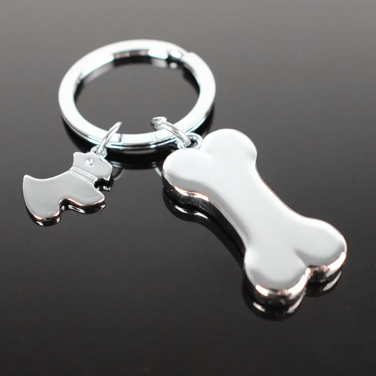 Оригинальный металлический 3D брелок для ключей в форме собаки, автомобильный брелок для ключей в форме кости, подарок для питомца, брелок для ключей с логотипом на заказ