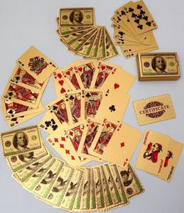 Sıcak Fırsat 24 Ayar Altın Varaklı Kesilmiş Süslü Kağıt Oyun Kağıtları 54 Adet/Deste Hediye Promosyonu - Product Image 2