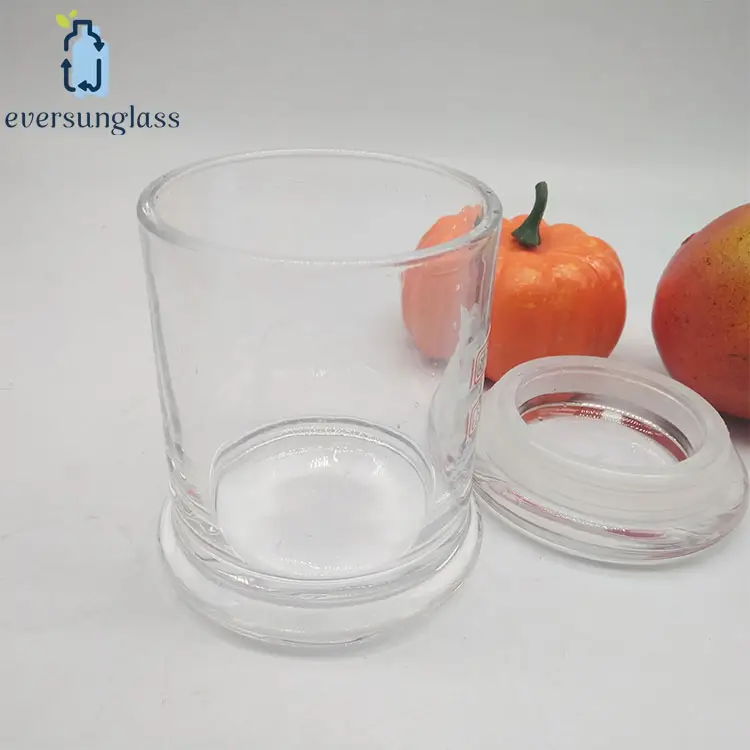 Klarglas kerzen gläser mit flach gepressten Glas deckeln
