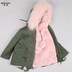 Desgaste de los niños 2018 bebé de la capa del invierno de las muchachas capa de los niños sable Faux piel con capucha <span class=keywords><strong>parka</strong></span> - Product Image 2