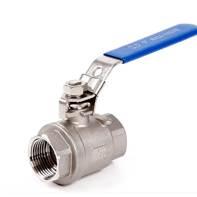 Sanitary Stainless Steel Two Way 2pc Ball Valve BSP NPT Female CF8 SS304 1000WOG Full Bore 2 Piece Ball Valve