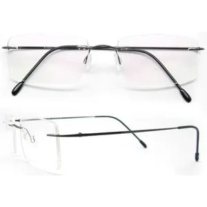 1 paire de lunettes sans montures en titane pour hommes, monture super flexible, en argent