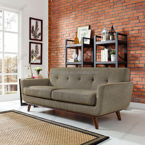 أثاث منزلي بسيط تصميم إطار الخشب الصلب و الكتان أريكة قماش - Product Image 1
