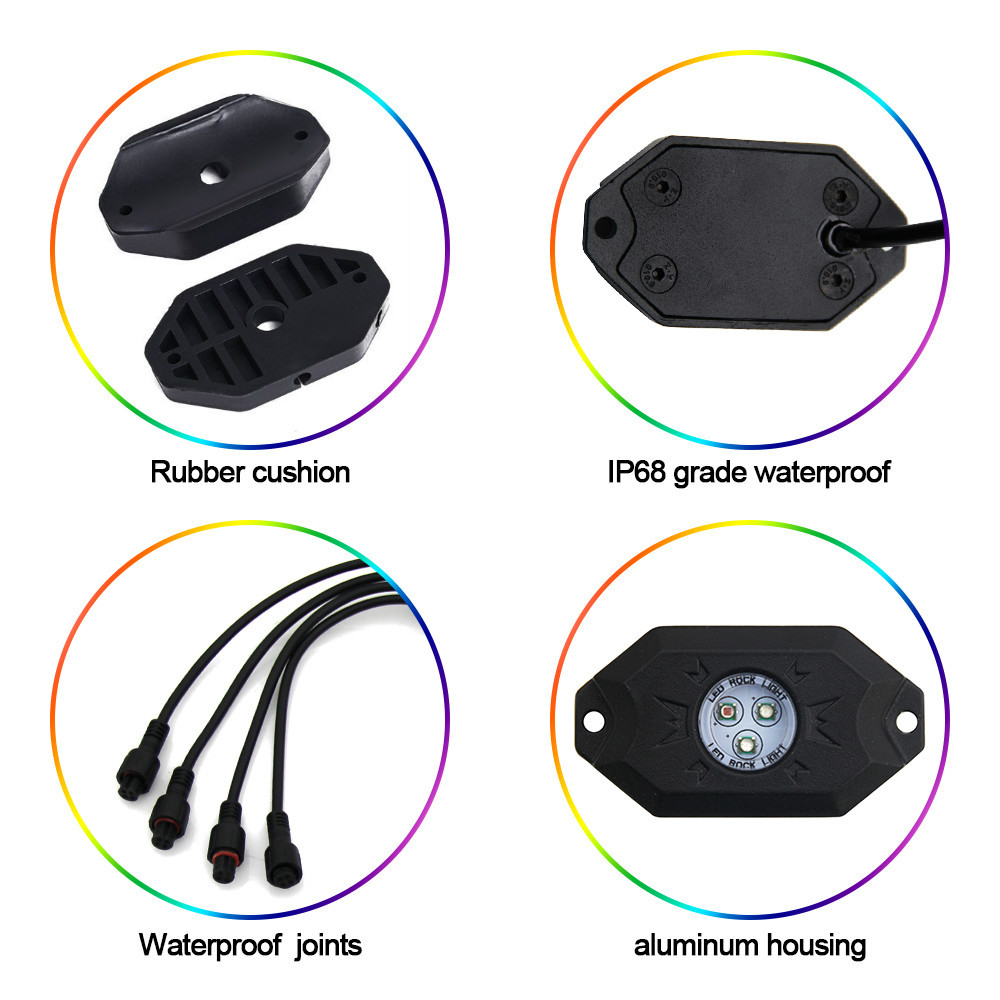 8 Vainas RGB Luces Led Off Road Led RGB Luz Roca para Camiones 4x4