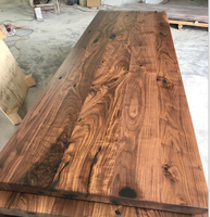 Dessus de table rustique en bois massif, noyer noir pour restaurant