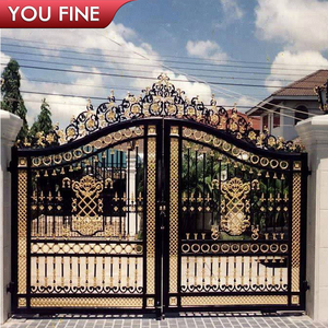 Portail double en fer forgé noir orné YOUFINE pour villa de luxe, propriété résidentielle, décoratif - Product Image 6