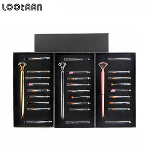 LOOTAAN-Juego de pinceles de Gel para <span class=keywords><strong>uñas</strong></span>, juego de pinceles para <span class=keywords><strong>uñas</strong></span> acrílicas 3D, de Metal, oro rosa, degradado, nuevo diseño, <span class=keywords><strong>2022</strong></span> - Product Image 1