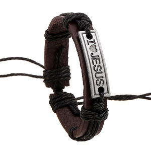 Braccialetto in lega PUNK in metallo con ciondolo in canapa bracciale in corda intrecciata in pelle con cordoncino <span class=keywords><strong>uomo</strong></span> - Product Image 1