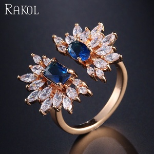 RAKOL RP244 Anelli Quadrati Placcati <span class=keywords><strong>Oro</strong></span> per Donne, Gioielli Personalizzati per Matrimoni, Fidanzamenti e Feste alla Moda - Product Image 4
