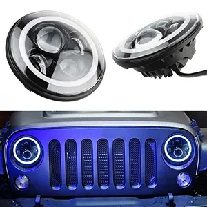 7 Inch 45W Runde LED Halo lampe Kit Erfüllt LED Chips DRL Engel Auge H4 H13 Hallo/Lo strahl scheinwerfer für Jeep JK 2009-2015 TJ YJ Hummer