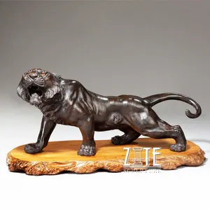 Home decor metal sculpture bronze antique tiger figurine statue