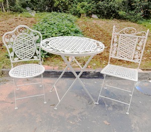 <span class=keywords><strong>Mesa</strong></span> y silla plegables, muebles de jardín de hierro forjado - Product Image 1