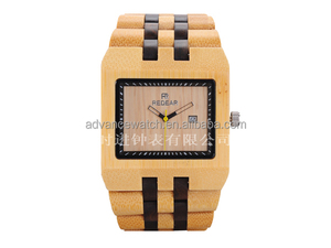 Venta al por mayor TV sombra 100% toda la madera reloj con grabado índices en bisel. impermeable de bambú del reloj para hombre - Product Image 1
