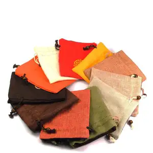 High quality and various colors available Convenient jute material drawstring storage bag