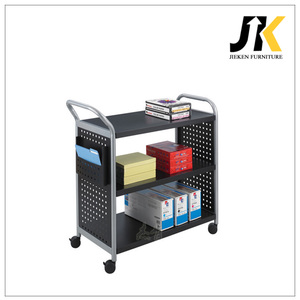 Rak tingkat bergerak bergerak keranjang buku layanan logam dengan 4 roda - Product Image 2