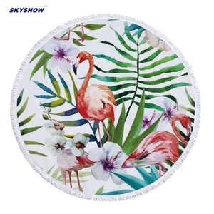 <span class=keywords><strong>Prix</strong></span> usine personnalisé imprimé japonais banane Monstera feuilles tapis en microfibre serviette de plage ronde avec Logo - Product Image 6