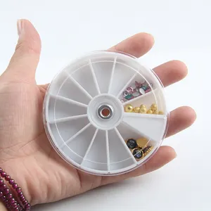 TSZS 8.2cm Round Nail Storage Plastic Box with 12 Rooms Nail Art Stones Wheel Compartments Plastic Box