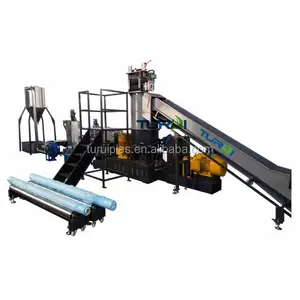 TURUI PP PE WASTE BAG AND FILM WATER COOLING SINGLE SCREW PLASTIC RECYCLING MACHINES TO MAKE