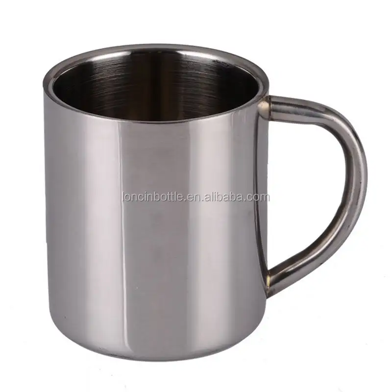 Taza de café de Metal de 220ml, taza de cerveza de té con doble pared aislada con mango, taza de café térmica