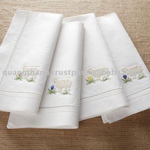 Serviettes de toilette en lin de mouton, broderie en coton - Product Image 1