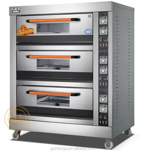 Semua stainless steel peralatan bakery roti baking oven listrik komersial kapasitas 3 deck 6 nampan untuk dijual