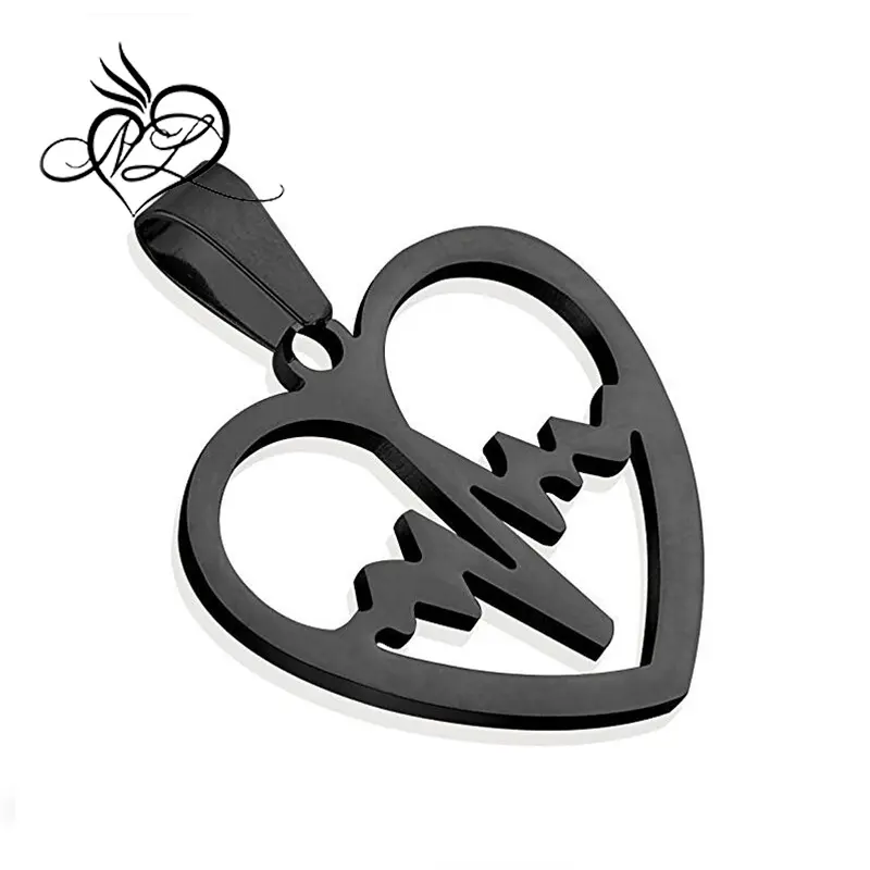 Stainless Steel Pulse Line Heart Pendant