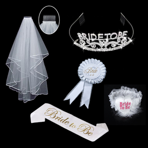 Pafu Accessoires de fête pour future mariée : Tiares et voiles pour décorations de enterrement de vie de jeune fille - Product Image 1