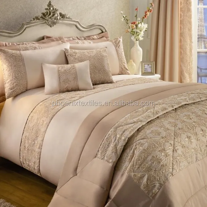 Ensemble literie couvre-lit en dentelle polyester, qualité supérieure, satin uni pour la maison