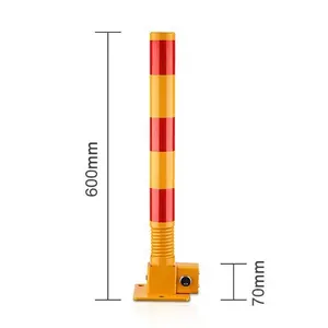 KSB-1028, Jaune De Trafic En Métal Ressort Manuelle Rabattable Parking Pliable Bendy Borne Pour Poste de Stationnement avec Clés