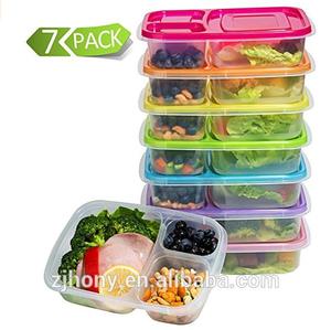 2017 tốt nhất bữa ăn Prep container <span class=keywords><strong>3</strong></span>-khoang ăn trưa hộp thực phẩm lưu trữ Container có nắp đậy, BPA free nhựa Bento Box <span class=keywords><strong>Set</strong></span> của 7 - Product Image 2
