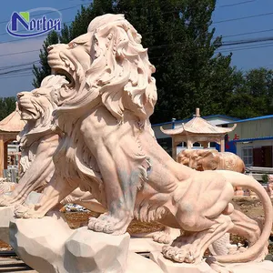 Giá thấp phổ biến thiết kế hùng vĩ cao động vật đá cẩm thạch sư tử bức tượng đứng núi đá điêu khắc