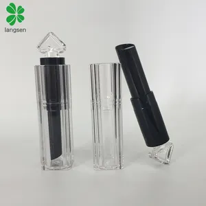 China fornecedor de plástico transparente coração praça batom tubo de batom lip balm embalagens