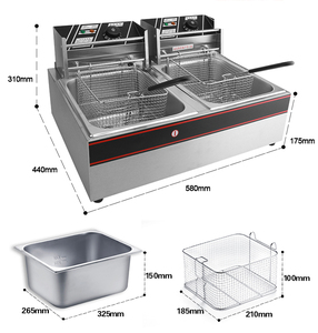 Freidora Eléctrica Comercial de Acero Inoxidable <span class=keywords><strong>para</strong></span> <span class=keywords><strong>Papas</strong></span> Fritas y Pollo con Dos Cestas de 2500W - Product Image 4