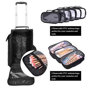 Extra Large Nylon Beauty Trolley Makeup Suitcase Cosmetic Rolling Case Hairdressing Organiser - Product Image 3