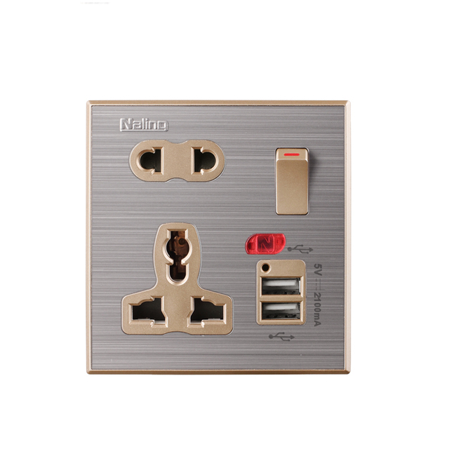 Naling High Quality Multi Plug Universal Usb Wall Socket With PC Base