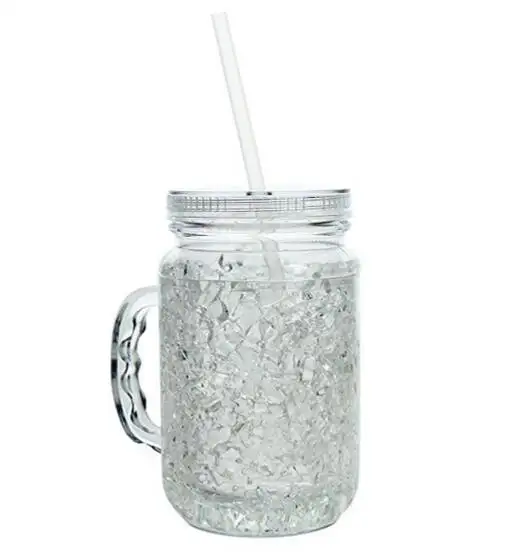 Estate di Raffreddamento Freezable Mason Bevanda Vaso tumbler, A doppia parete isolati Mason Jar Gelido Congelatore Tazze Tazze con coperchio e paglia