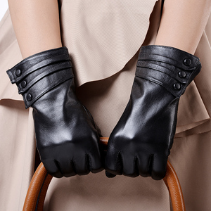 Gants en cuir véritable chauds thermiques de dame d'hiver <span class=keywords><strong>anti</strong></span>-<span class=keywords><strong>froid</strong></span> pour l'écran tactile - Product Image 1