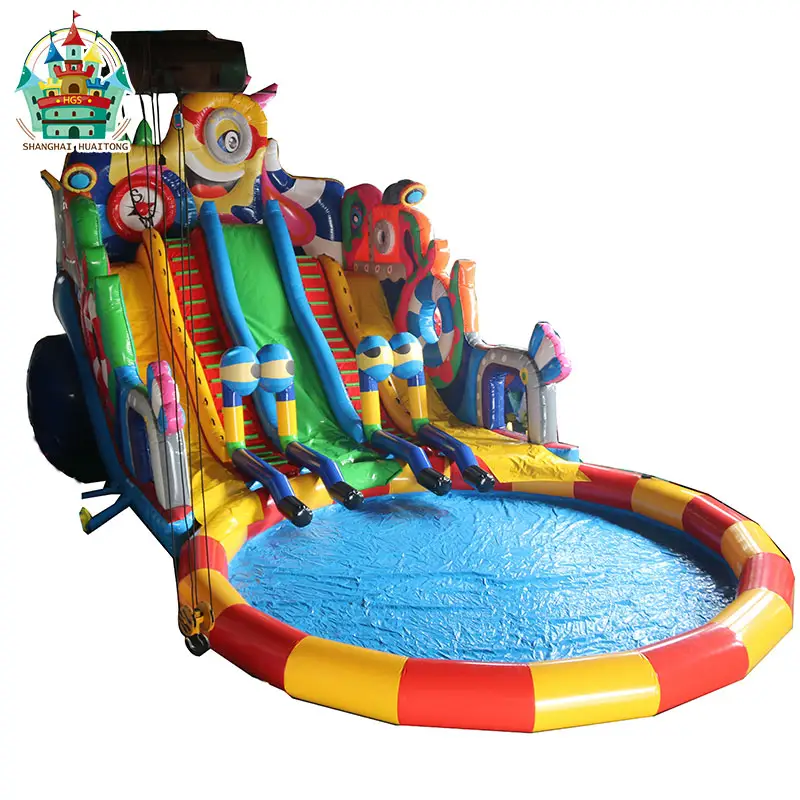 Colorful portable inflatable water park prices water park slides pool