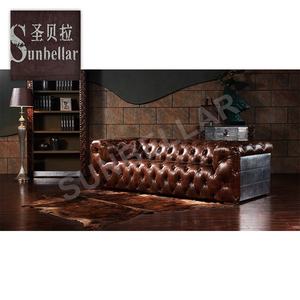 Foshan कारखाने औद्योगिक विमानन सोफा एल्यूमीनियम चेस्टरफील्ड वास्तविक चमड़े के सोफे प्राचीन एविएटर लिफ्ट औद्योगिक फर्नीचर - Product Image 3