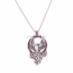 Vintage Jewelry PHOENIX Rising Pendant Majestic Solar FIRE BIRD amulet crystal Pendant Necklace