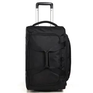 Black Functional Business Travel Trolley Luggage Bag With Compartments