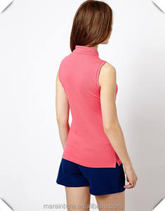 In bianco 100% Cotone Piquet di Cotone Senza Maniche delle Donne Golf Camicia di <span class=keywords><strong>Polo</strong></span> delle Donne di Colore <span class=keywords><strong>Rosa</strong></span> Senza Maniche In Maglia di <span class=keywords><strong>POLO</strong></span> Top - Product Image 2